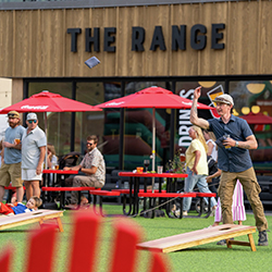 The Range outdoor lawn during summer in Steamboat Springs.